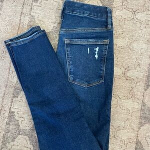 Good American Dark Blue Skinny Jeans with Faded Detail